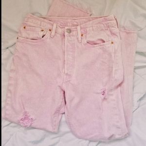 pink levi 501 mom jeans